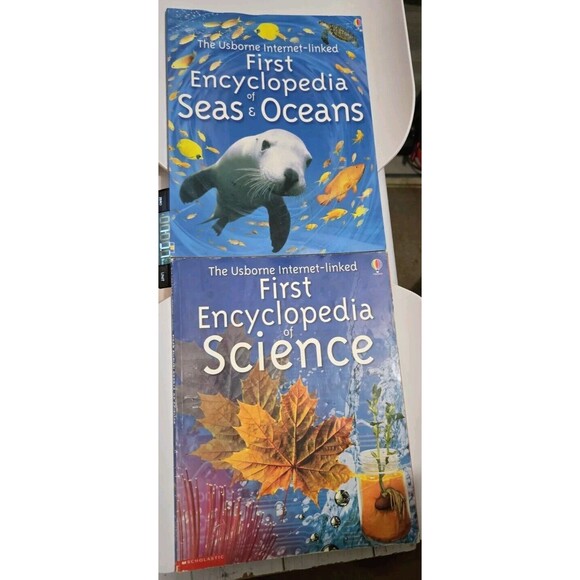 Usborne Internet Linked First Encyclopedia Lot 2 Books Science, Seas & Oceans - Picture 2 of 14